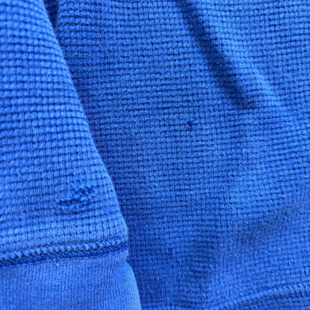 Polo Ralph Lauren‎ Mens Blue Waffle Knit Thermal Sleep Shirt Orange Pony Large
